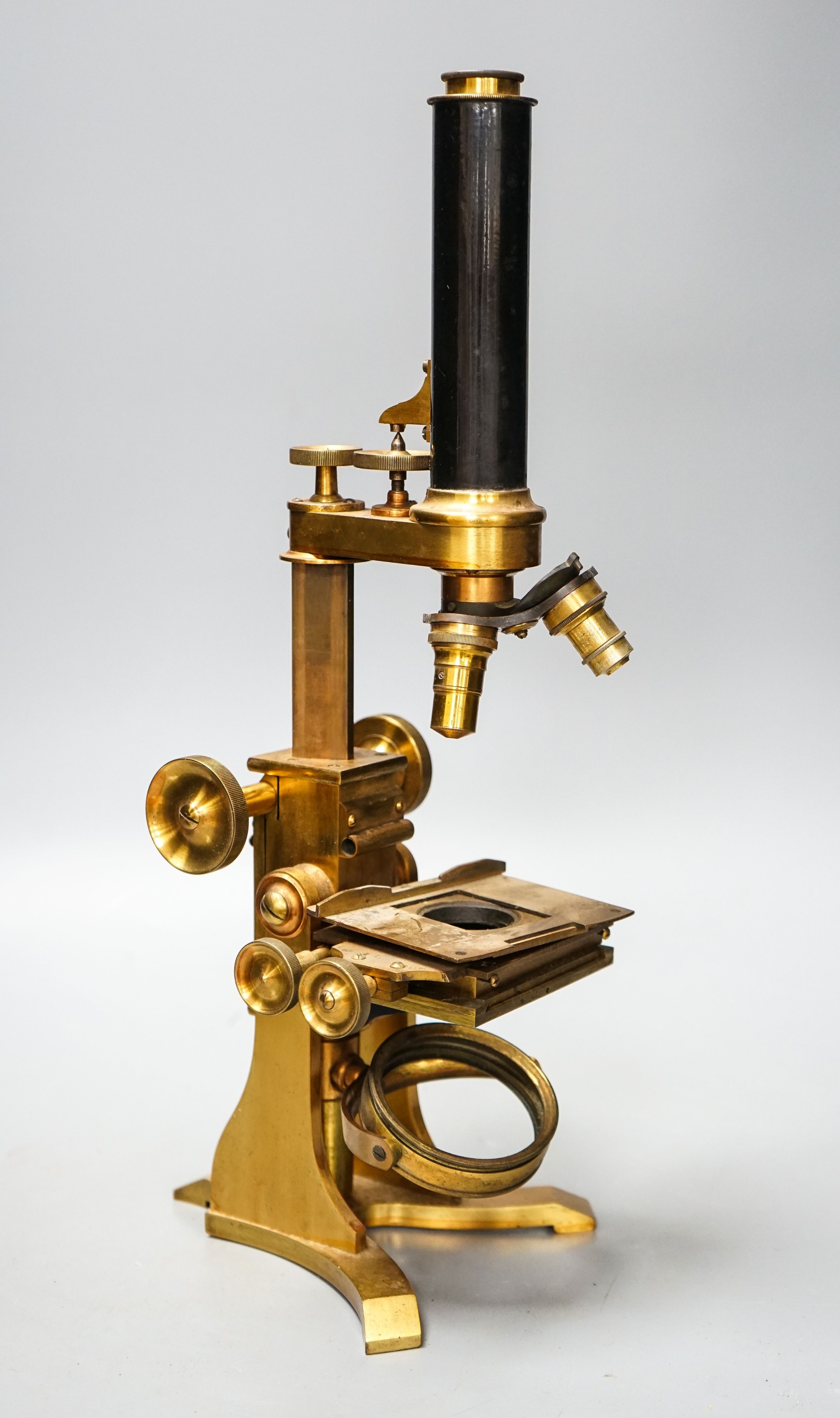 Baker, 244 High Holborn, London, a Victorian brass microscope